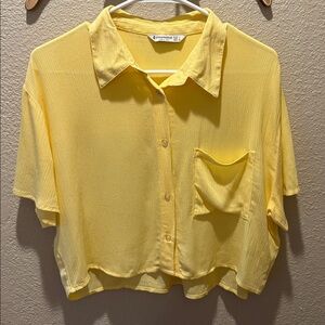 Stradivarius Sunny Yellow Button-Down Shirt